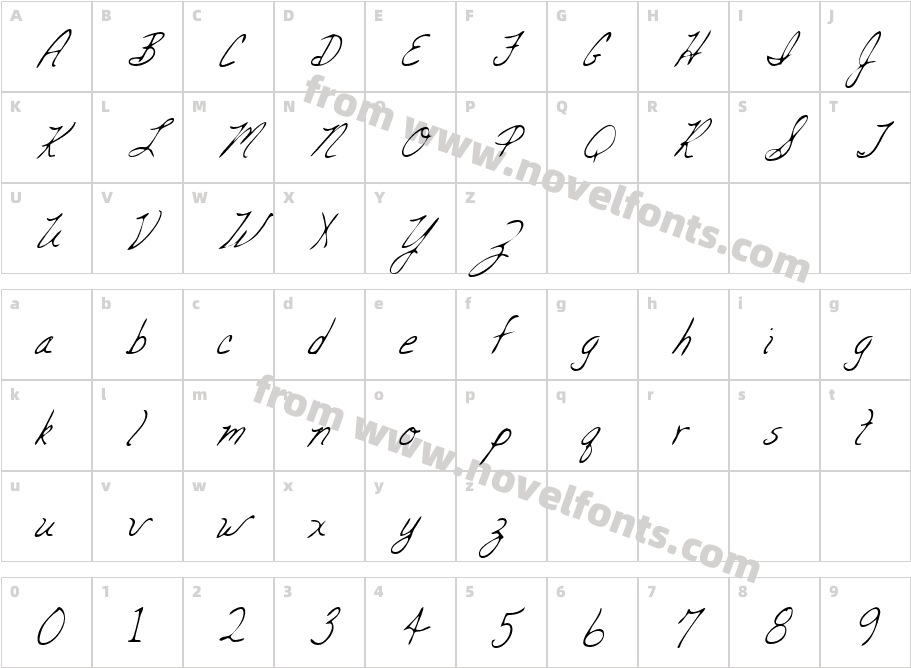 CarolinesHand_ItalicCharacter Map