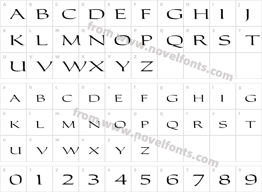 CarolusRomanFont ExCharacter Map