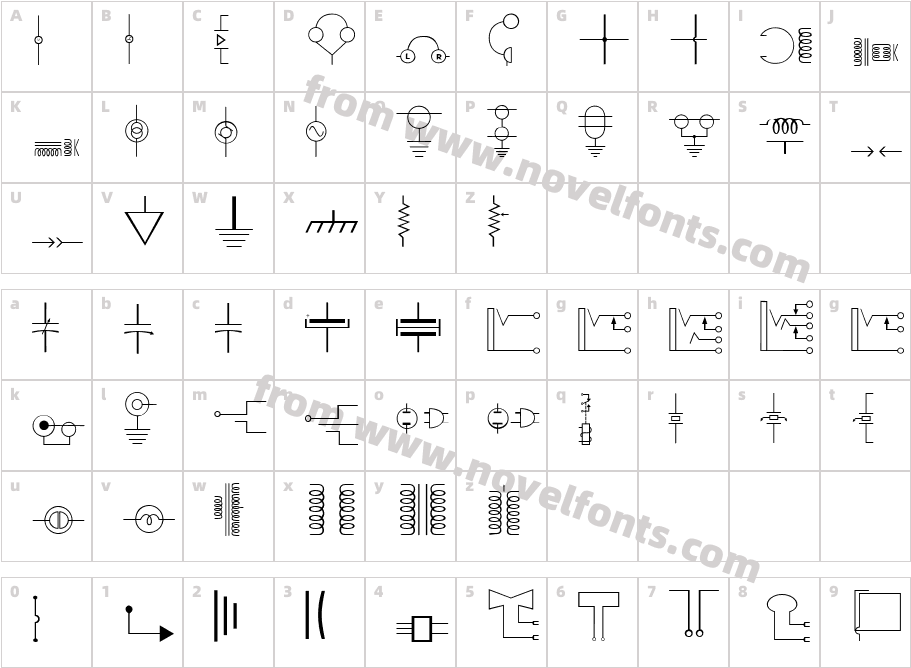 Carr Electronic DingbatsCharacter Map