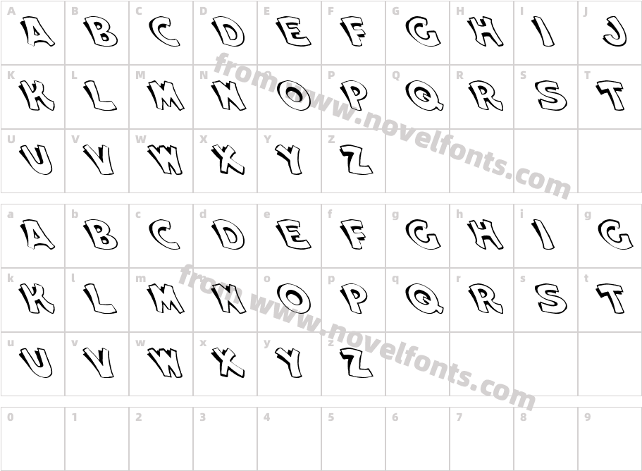 Cartoon Slant 1Character Map