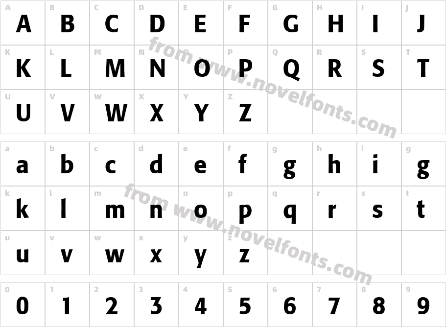 CartoonDemiBoldCharacter Map