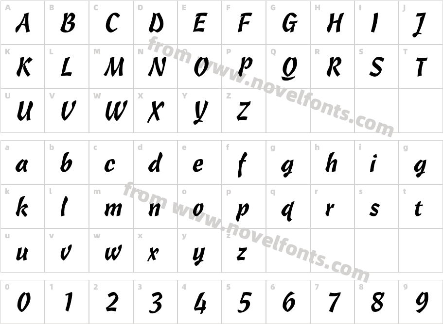 Cascade Script LT StdCharacter Map