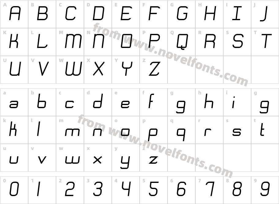 Engadi Regular ObliqueCharacter Map