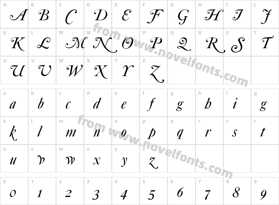 Caslon Becker No540 SwashCharacter Map