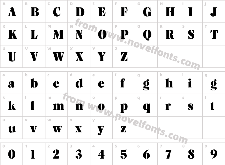 Caslon D OT StencilCharacter Map