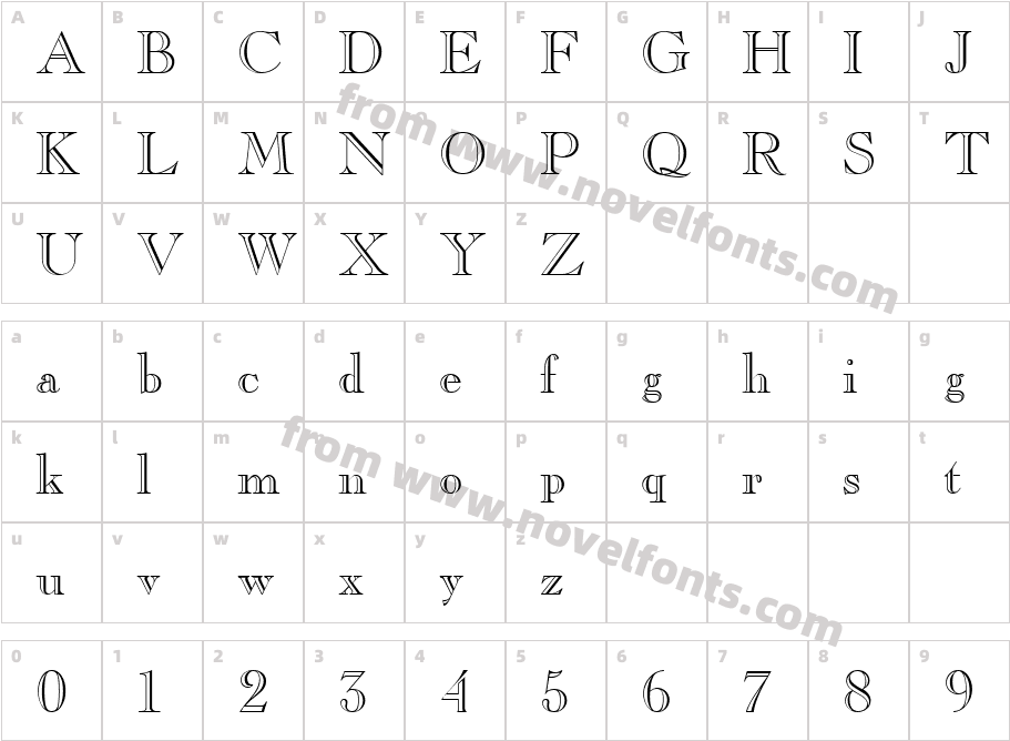 Caslon ICG Open FaceCharacter Map