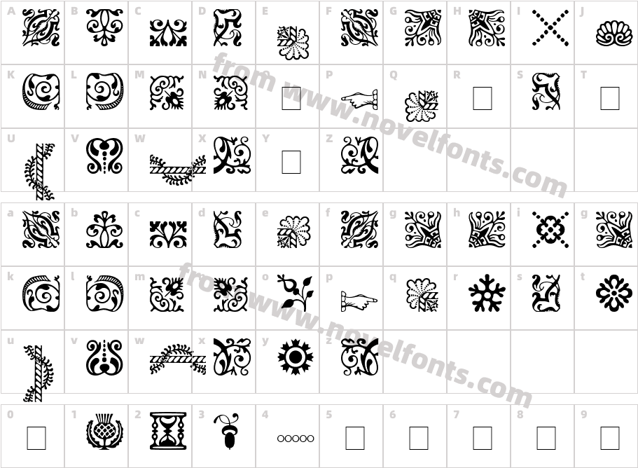 Caslon Ornaments SSiCharacter Map