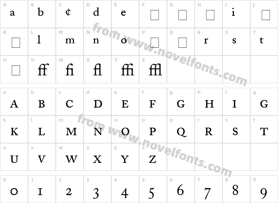 Caslon Pro SSiCharacter Map