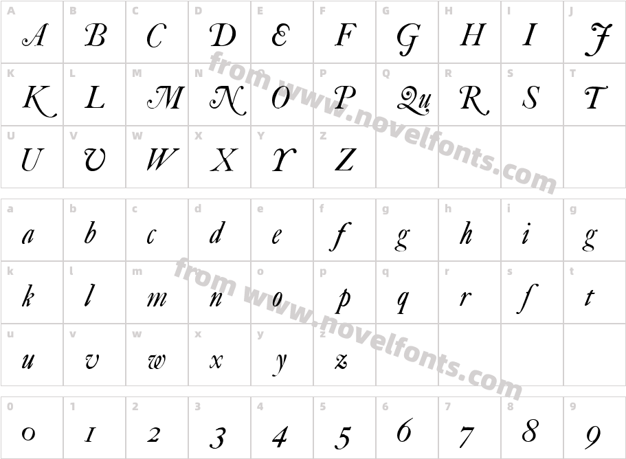 Caslon Swash Italic WFCharacter Map