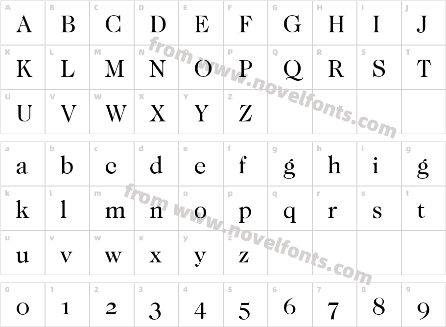 CaslonOsfBookCharacter Map