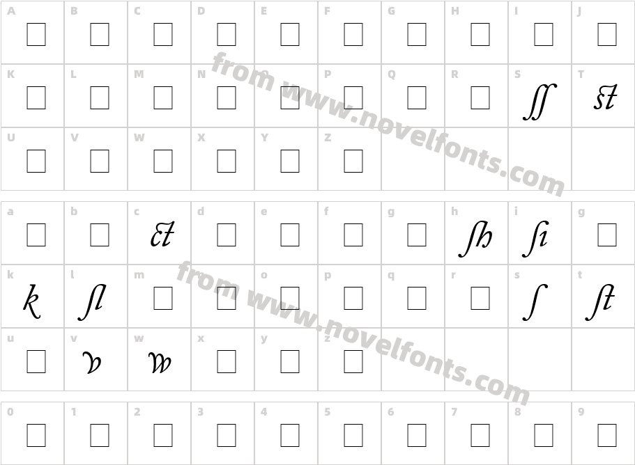 Caslon_Alternate_SSi_ItalicCharacter Map