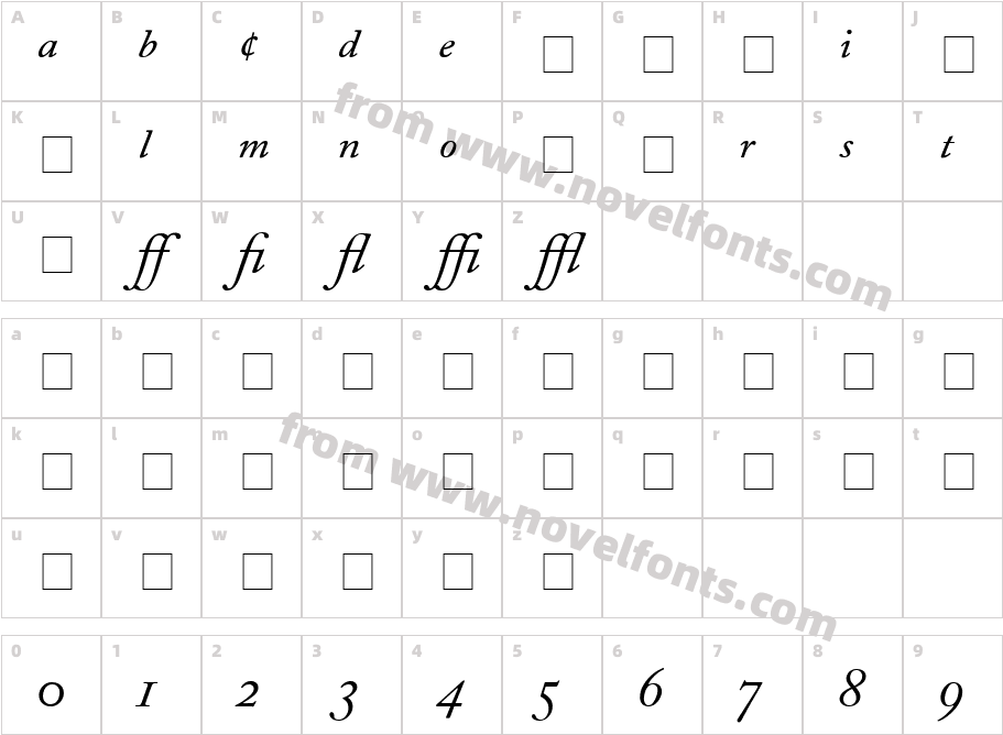 Caslon_Pro_SSi_ItalicCharacter Map