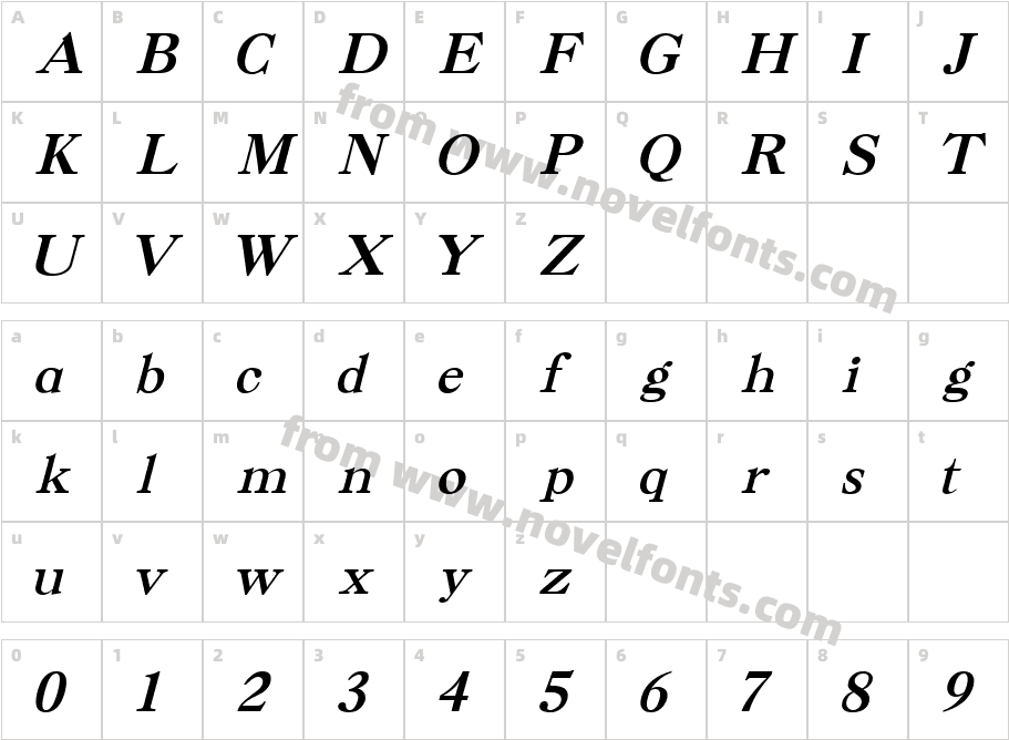 Caslon_cyr-ItalicCharacter Map