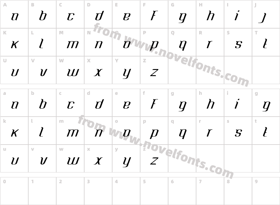 CaspianSea-MediumObliqueCharacter Map