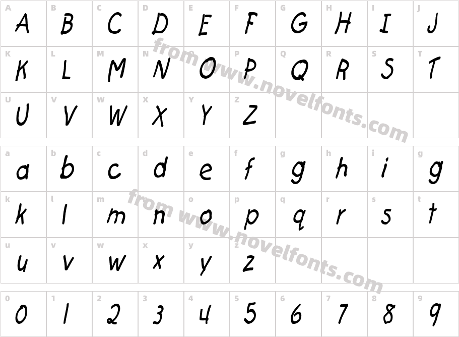 Catchup_Thin_ItalicCharacter Map