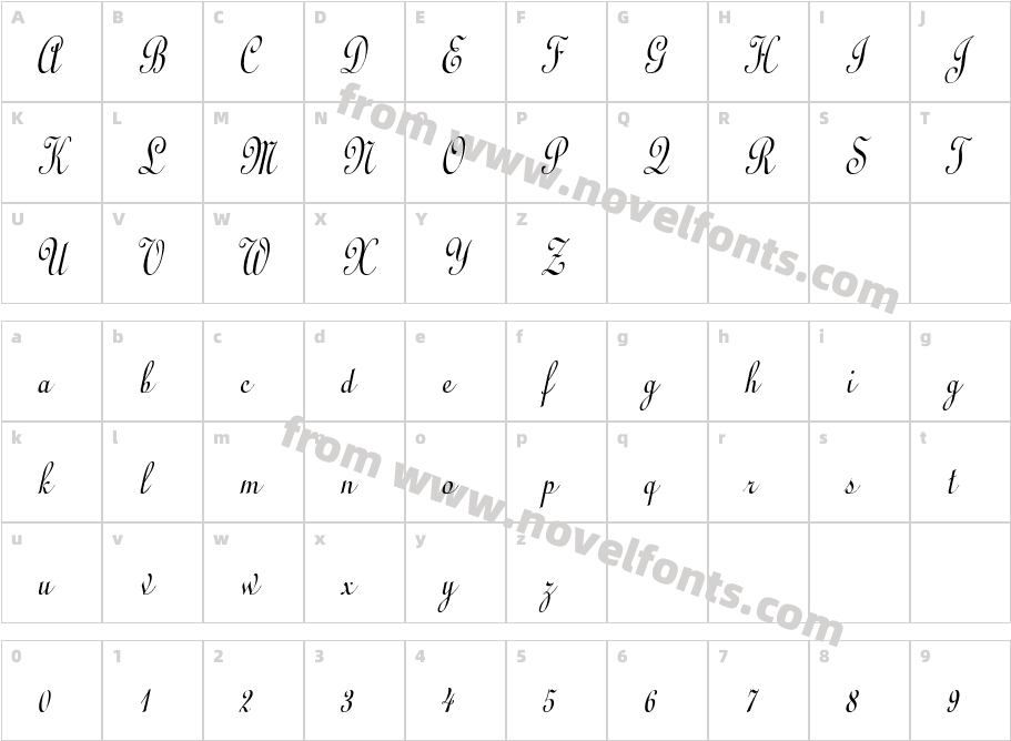 CathedralCondensed_ItalicCharacter Map