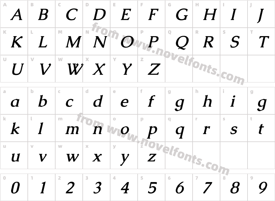 Caudex-BoldItalicCharacter Map