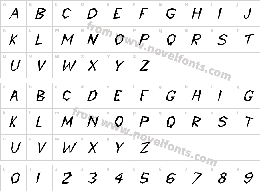 Cavemann-Italic_9656Character Map