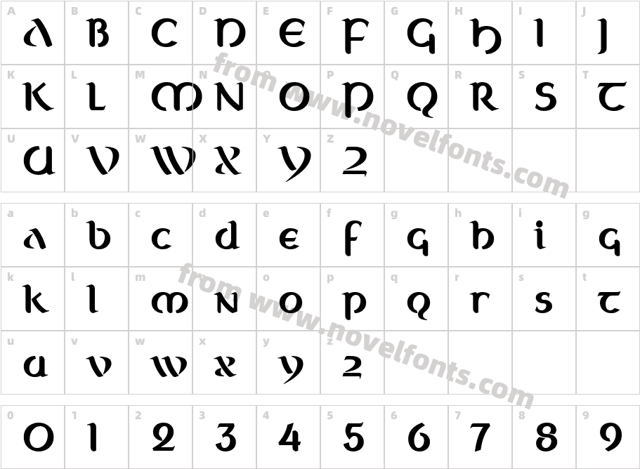 Celtica BoldCharacter Map