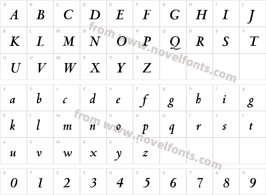 CentaurMT-BoldItalicCharacter Map