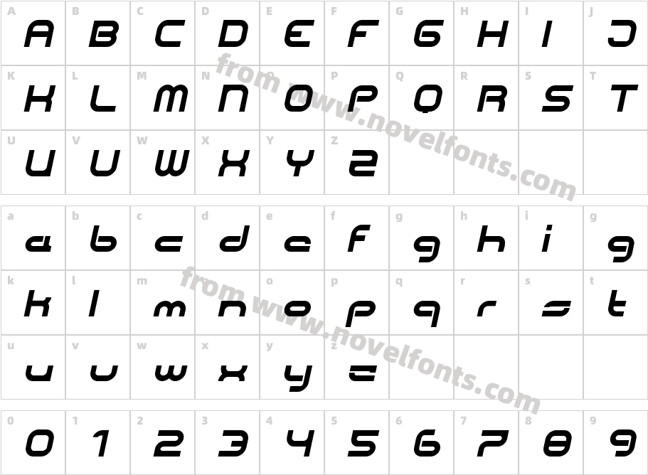 CentreForward-BoldItalicCharacter Map