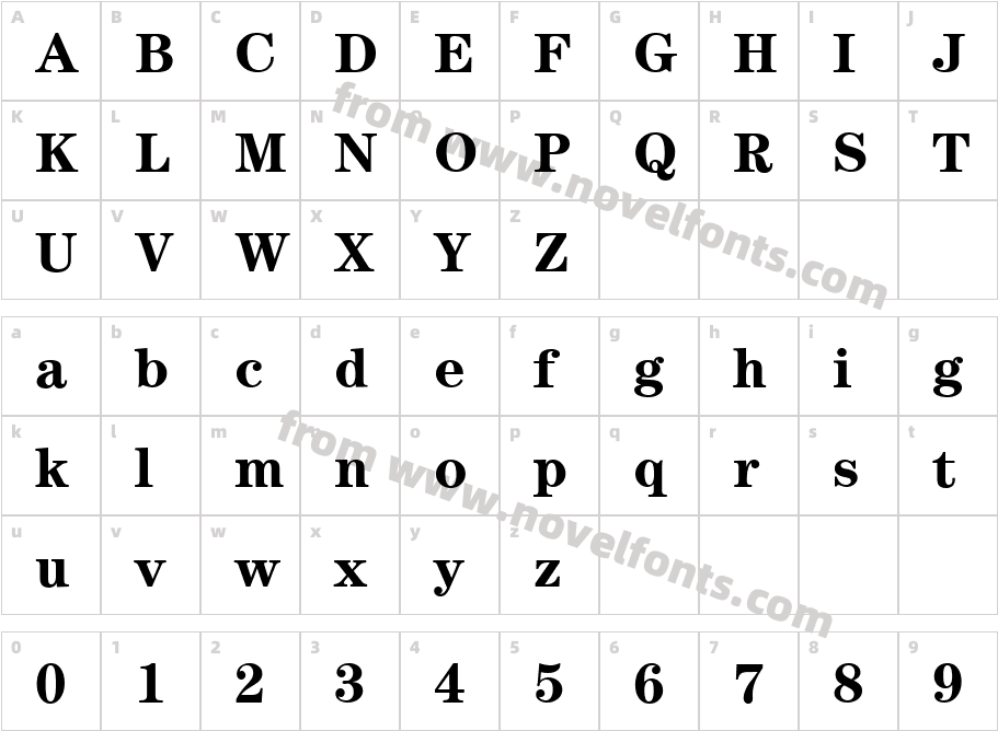 CenturyNovaBoldCharacter Map