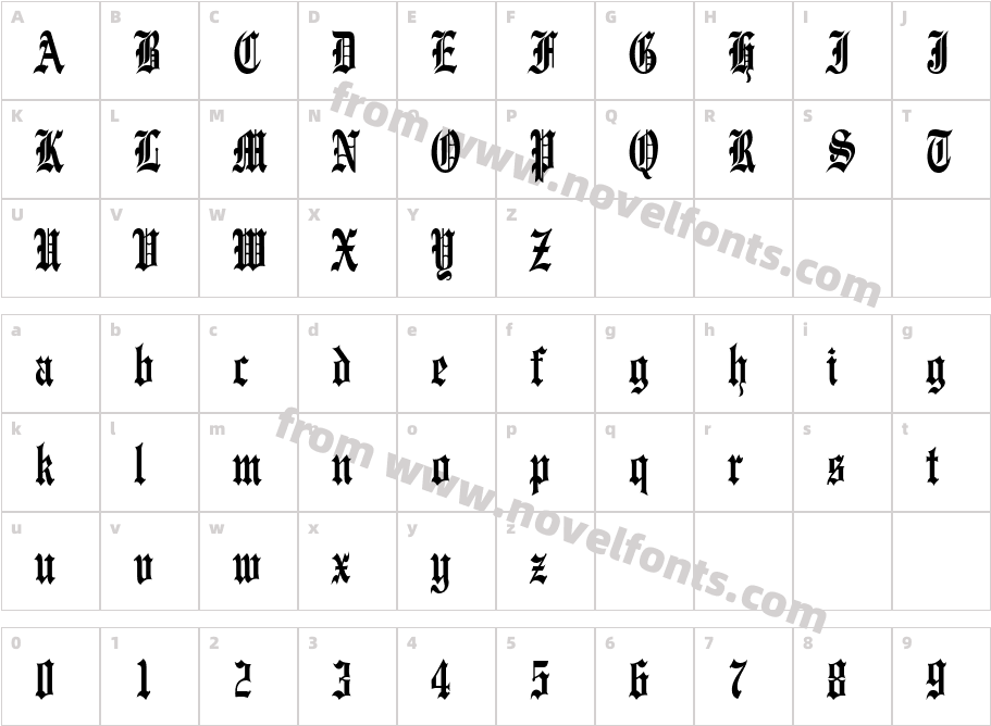 Engraved Thin BoldCharacter Map