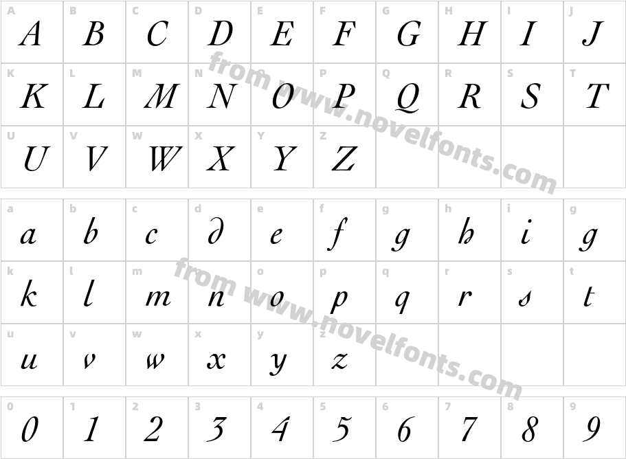 EngraverOldsty205BT-ItalicCharacter Map