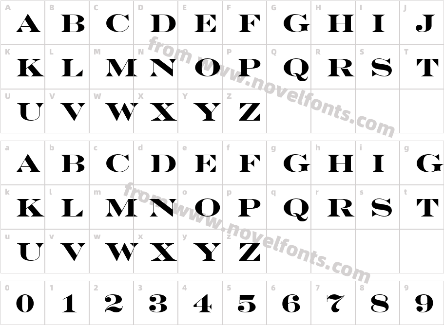 EngraversMT BoldCharacter Map