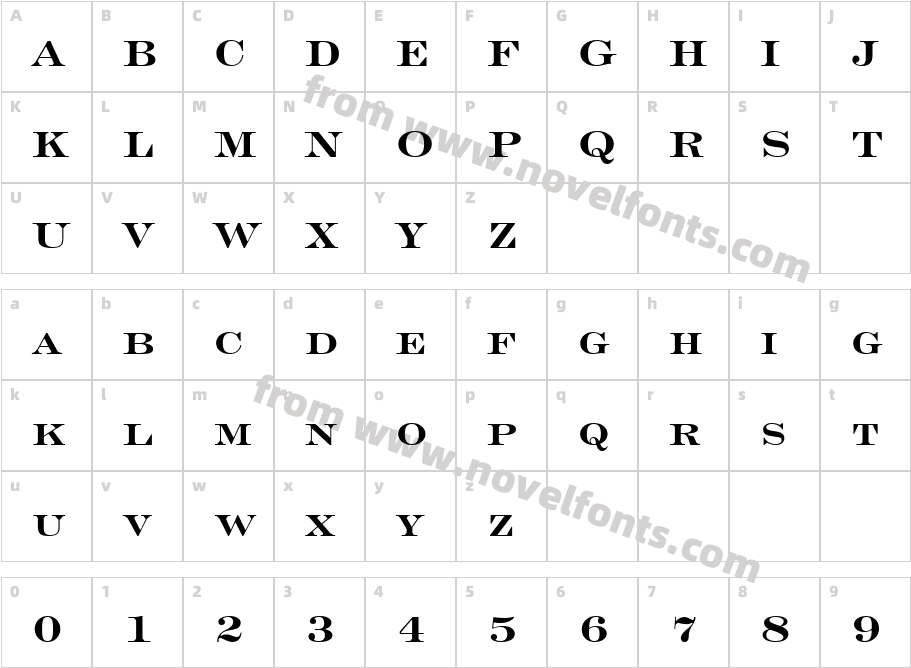 Engravers' Roman Bold BTCharacter Map