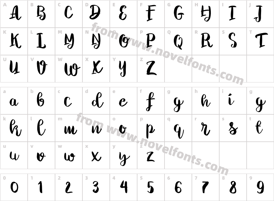 Chelsea Brush ScriptCharacter Map