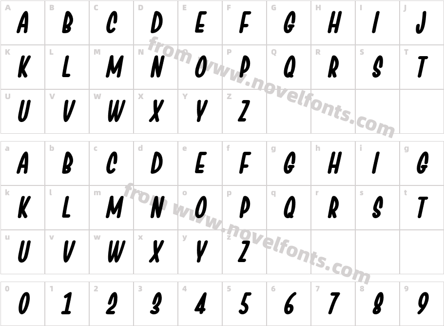 Chesan-BoldItalicCharacter Map