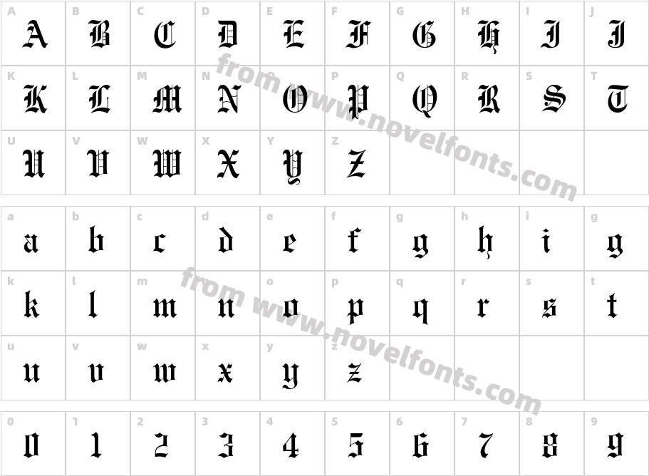 EngraversOldEnglishBT-RegularCharacter Map