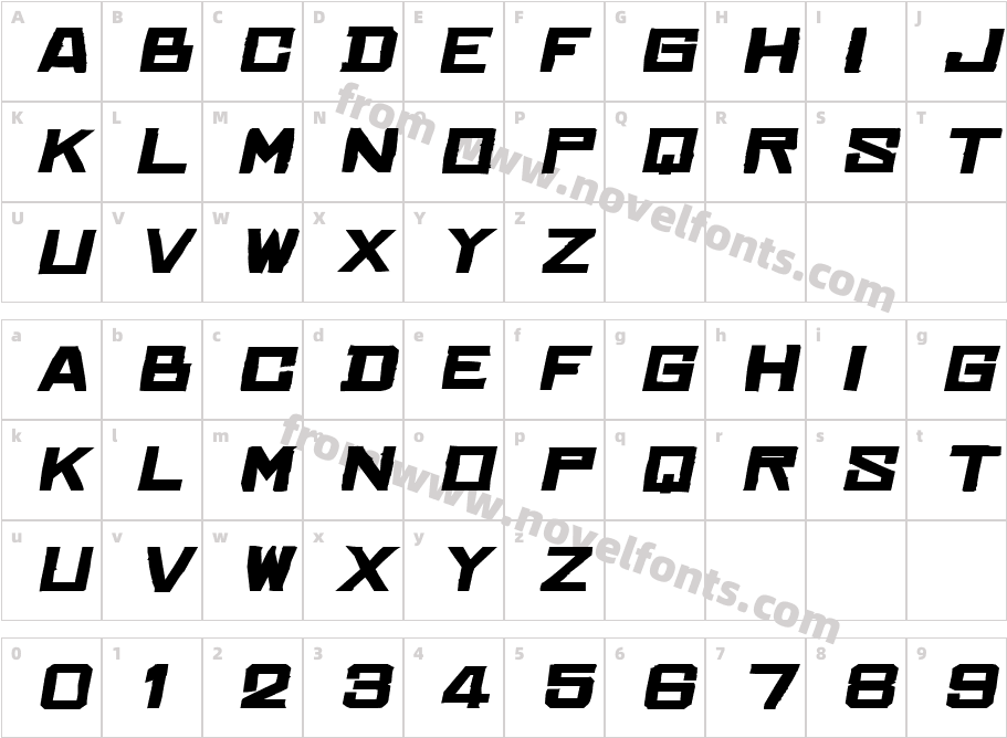 ChineseRocksFt-ItalicCharacter Map