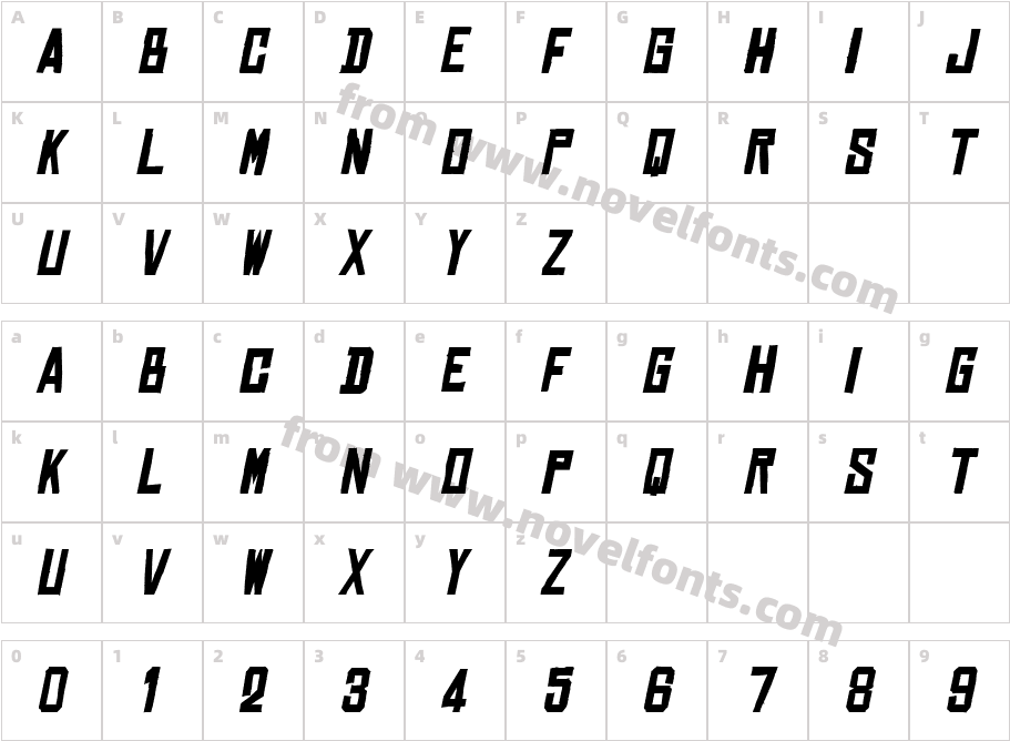 ChineseRocksRg-BoldItalicCharacter Map