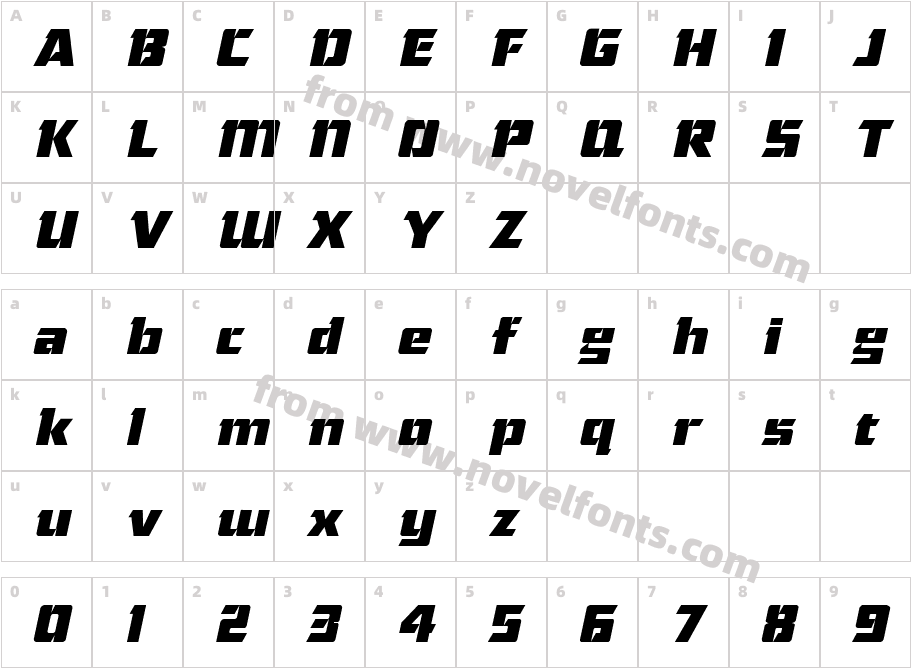 ChiselItalicCharacter Map