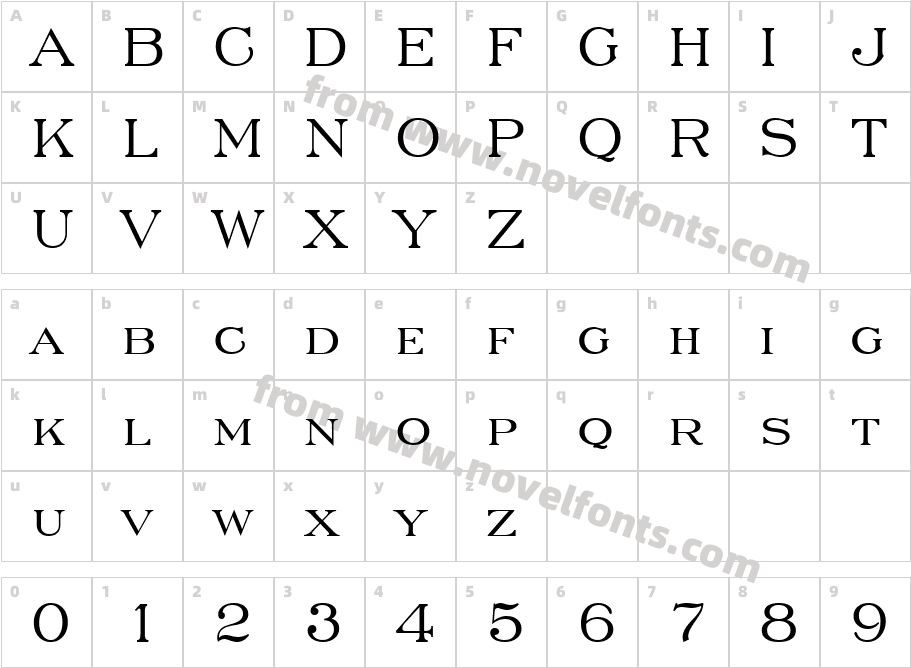 EngravrsRoman BTCharacter Map