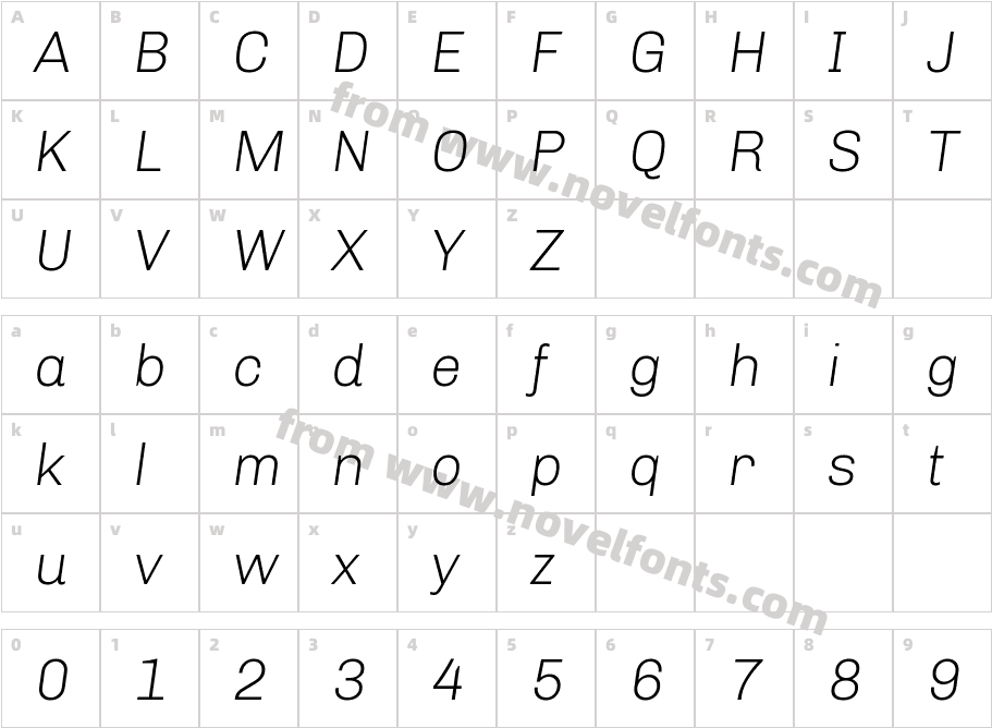 Chivo Light ItalicCharacter Map