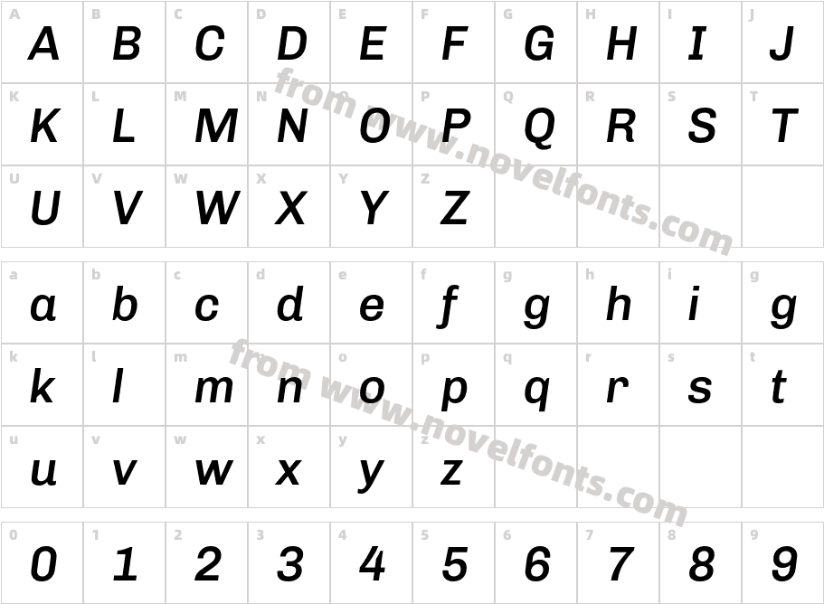 Chivo Medium ItalicCharacter Map