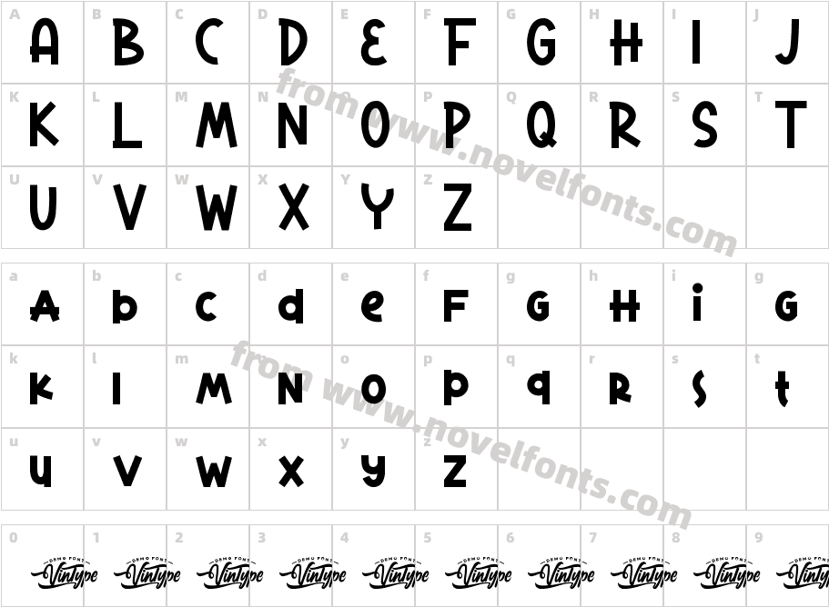 ChocoMellowDemoRegularCharacter Map