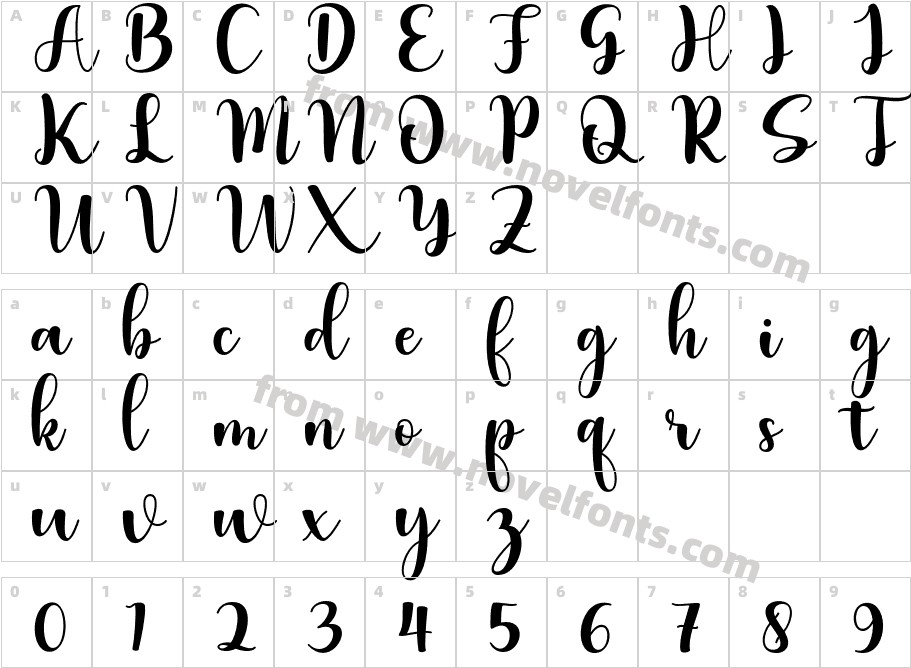 ChristianaScriptCharacter Map