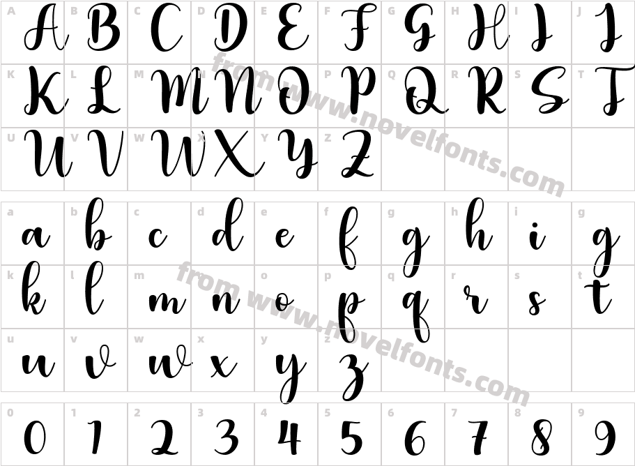 ChristianaScriptCharacter Map