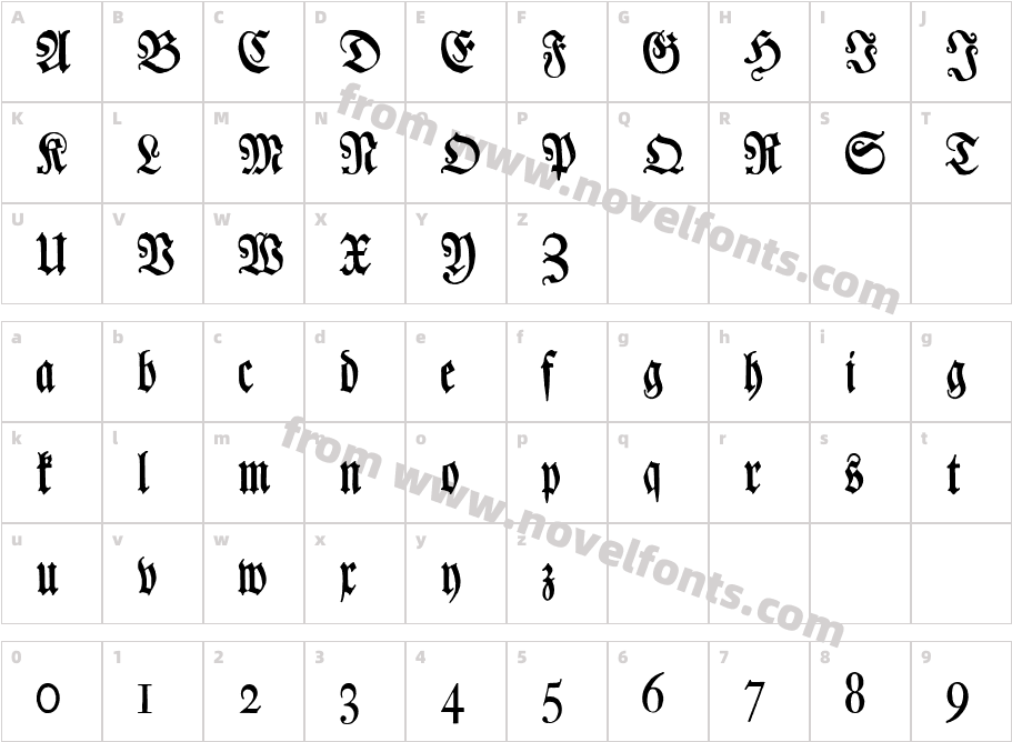 Chursaechsische Fraktur  UNZ1Character Map