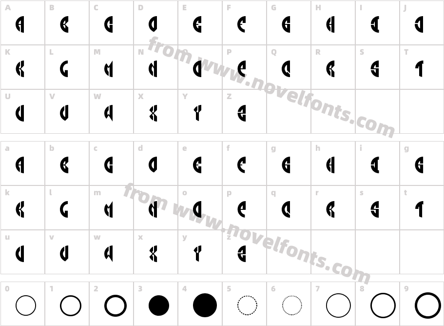 Circle ExtraBold TwoLetterCharacter Map