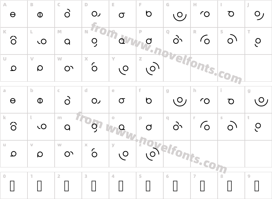 Circle FontCharacter Map