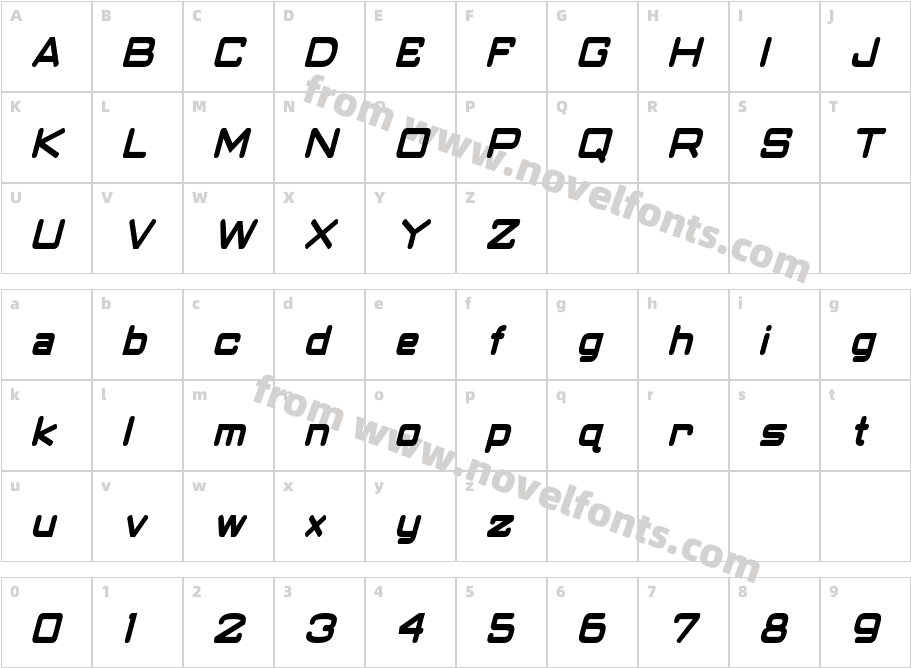 ClassicRobotCondensed-BoldItalicCharacter Map