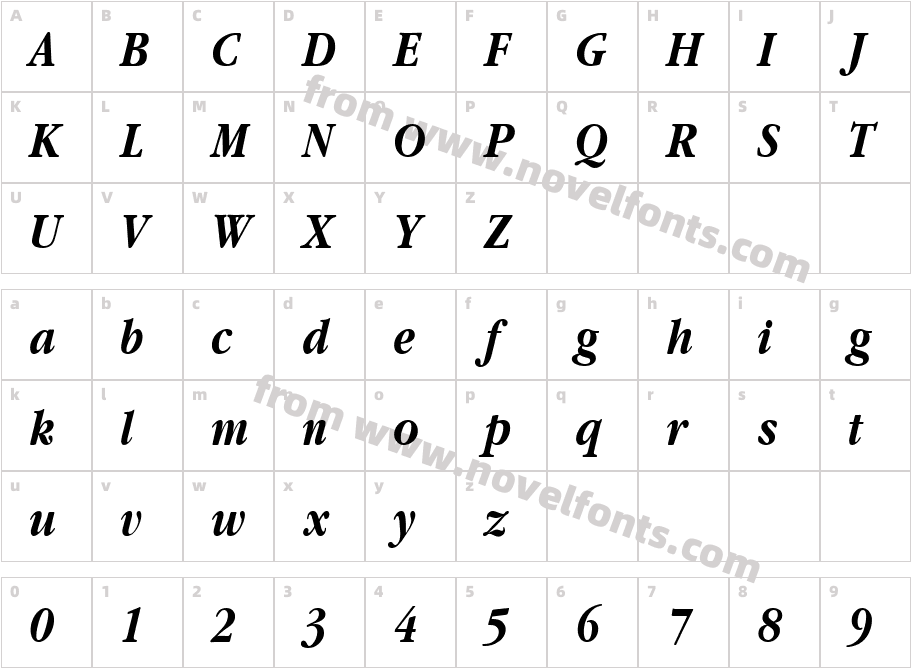 ClassicRussianBoldItalicCharacter Map