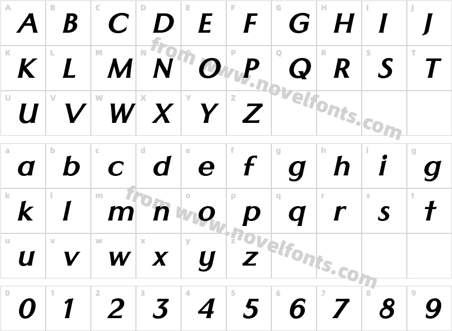 Classica Bold ObliqueCharacter Map