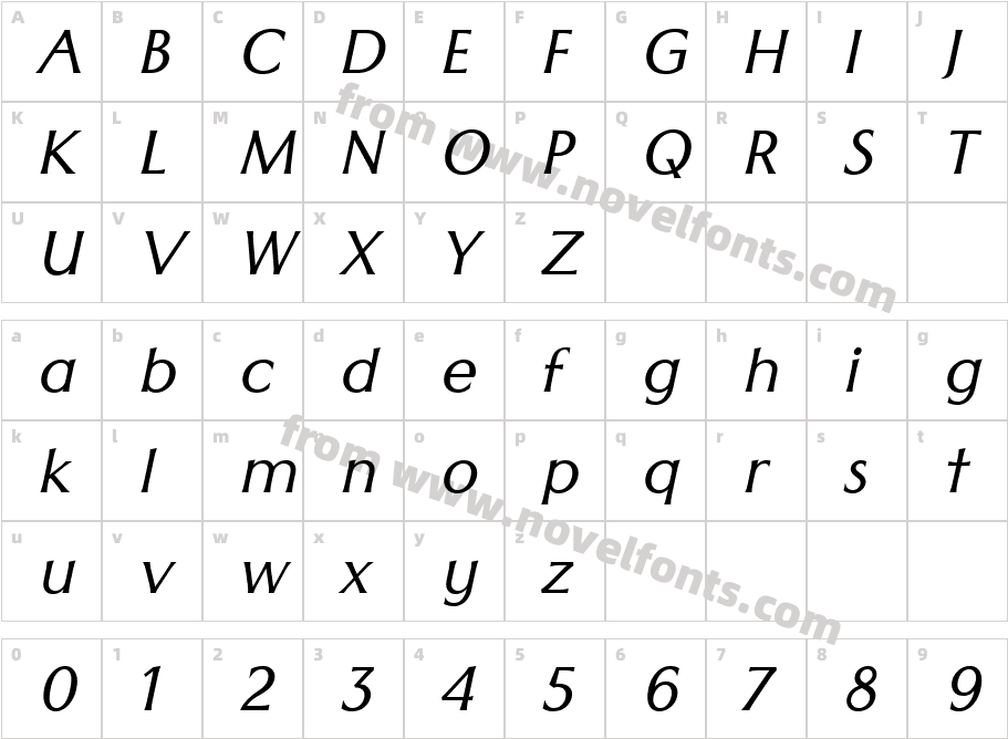 Classica Book ObliqueCharacter Map