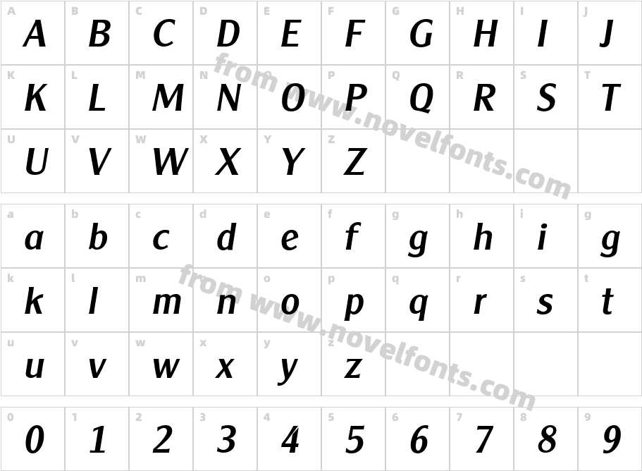 ClearGothicSerialMediumItalicCharacter Map